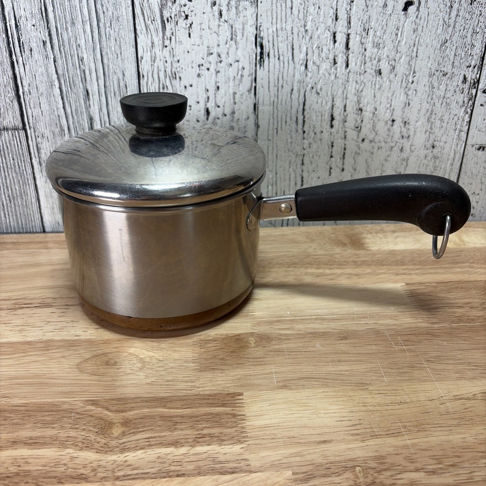 Vintage Revere Ware 1801 Copper Clad‎ Bottom 2 Qt Sauce Pan with Lid Rome NY